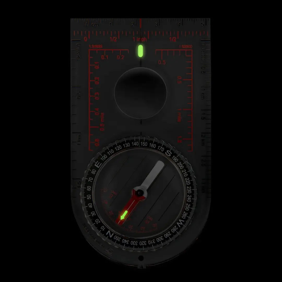 Compass with glowing needle and green light, showcasing Helikon-Tex Scout Compass MK2