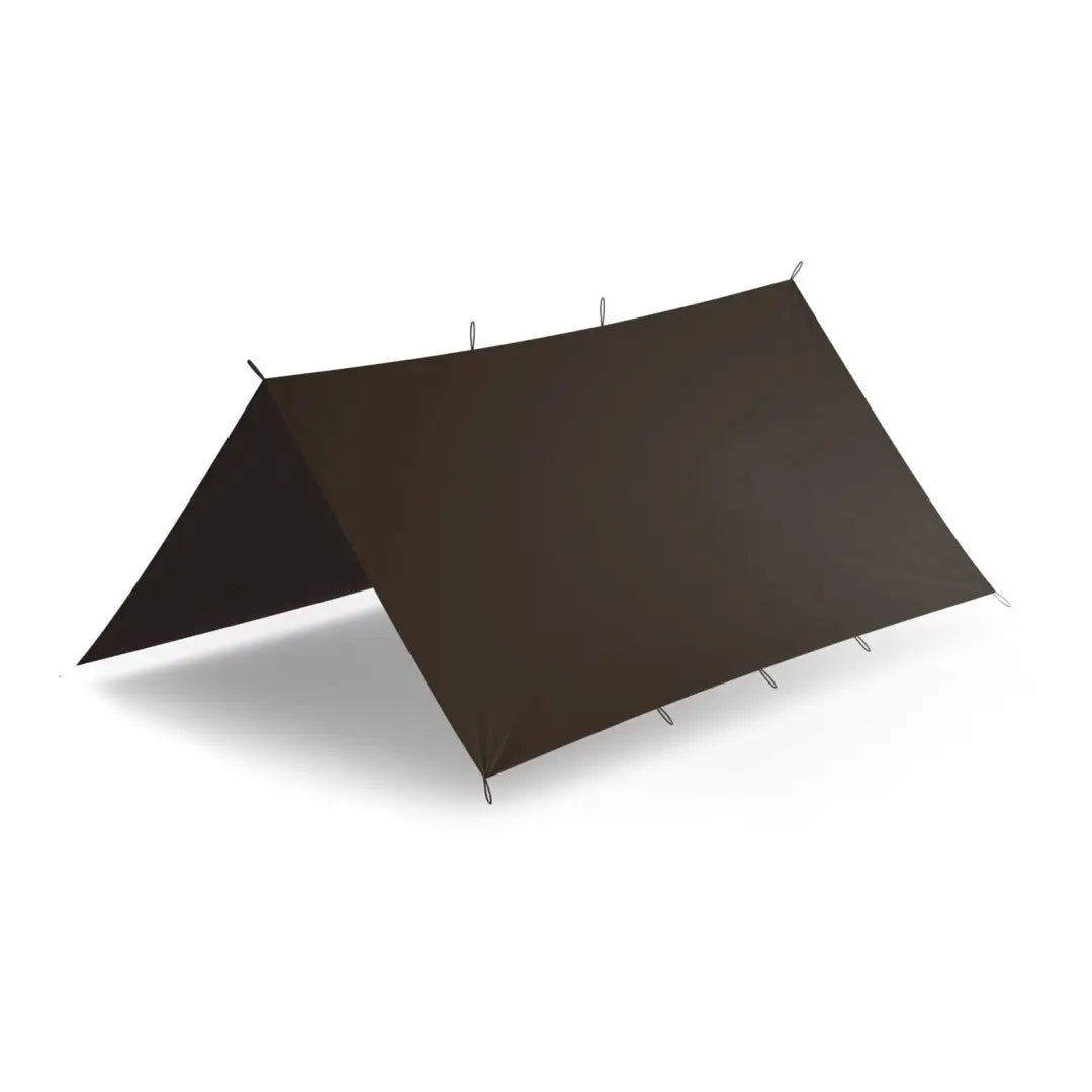 Dark brown Helikon-Tex Supertarp with peaked roof and secure attachment points for hunting