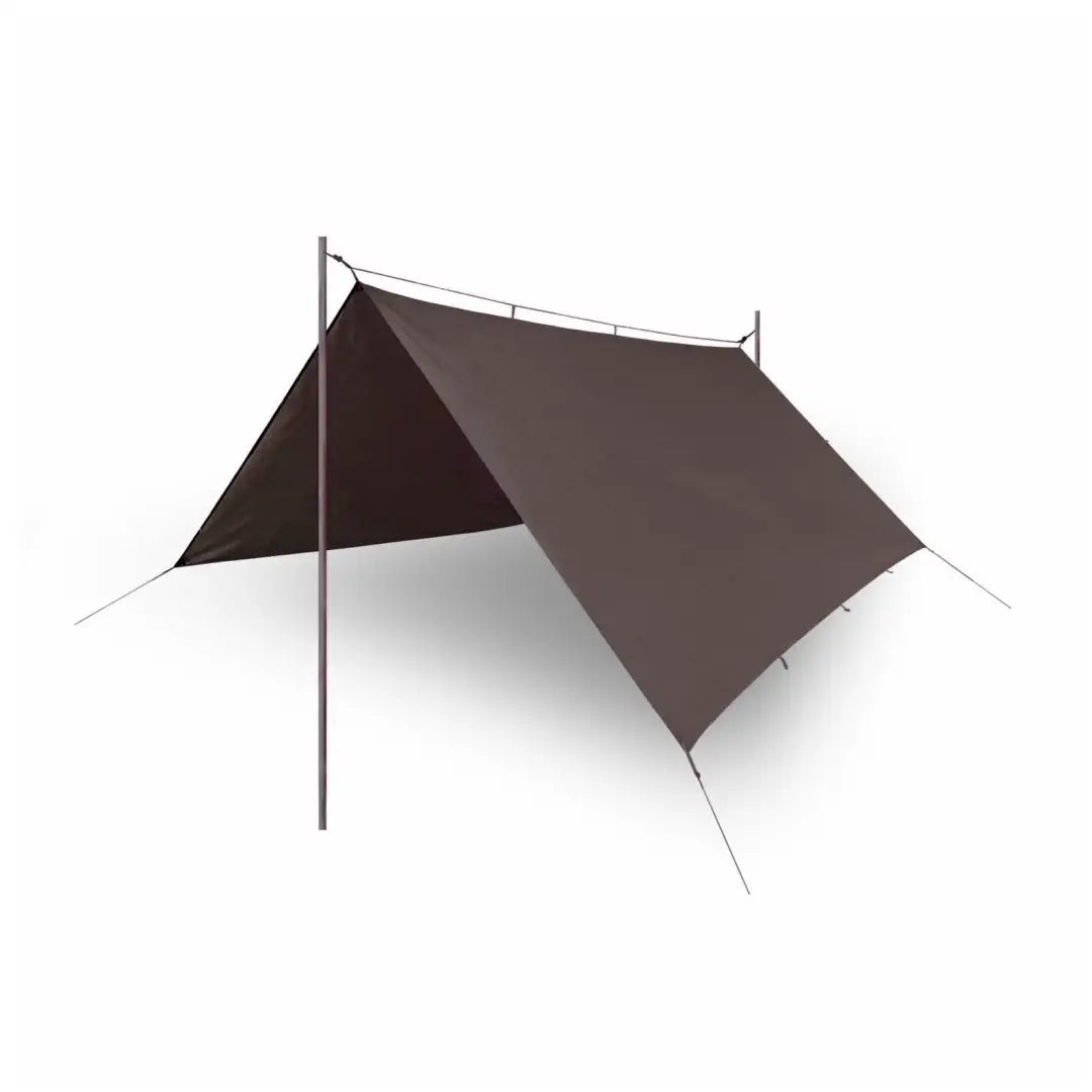 Simple brown tarp shelter with attachment points, perfect for Helikon-Tex Supertarp camping gear