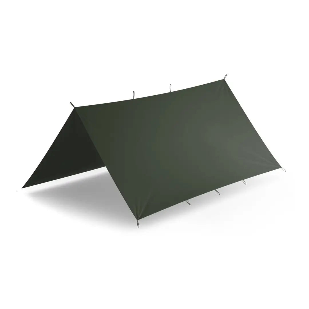 Olive green Helikon-Tex Supertarp with attachment points for camping and hunting gear