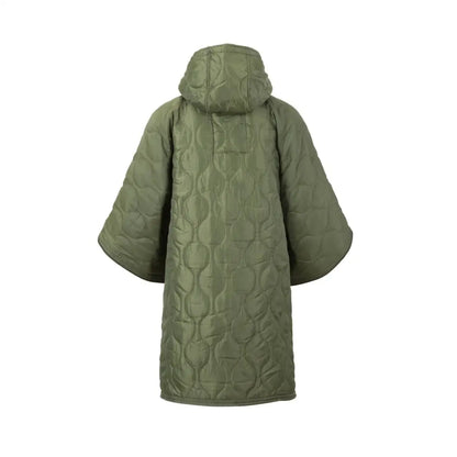 Olive green poncho-style coat from Helikon-Tex Swagman Roll Basic with hood and wide sleeves