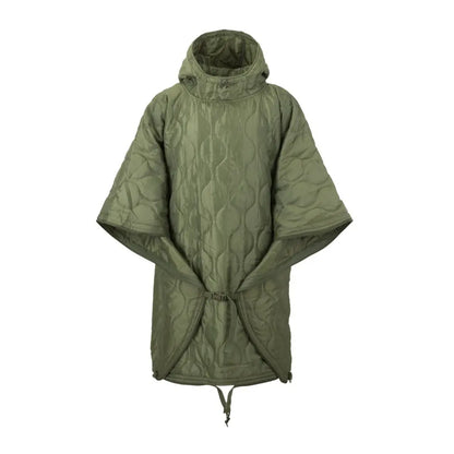 Olive green quilted poncho jacket with hood from Swagman Roll Basic collection