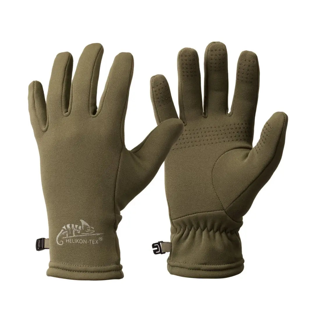 Olive green Helikon-Tex Trekker Outback Gloves with adjustable wrist straps