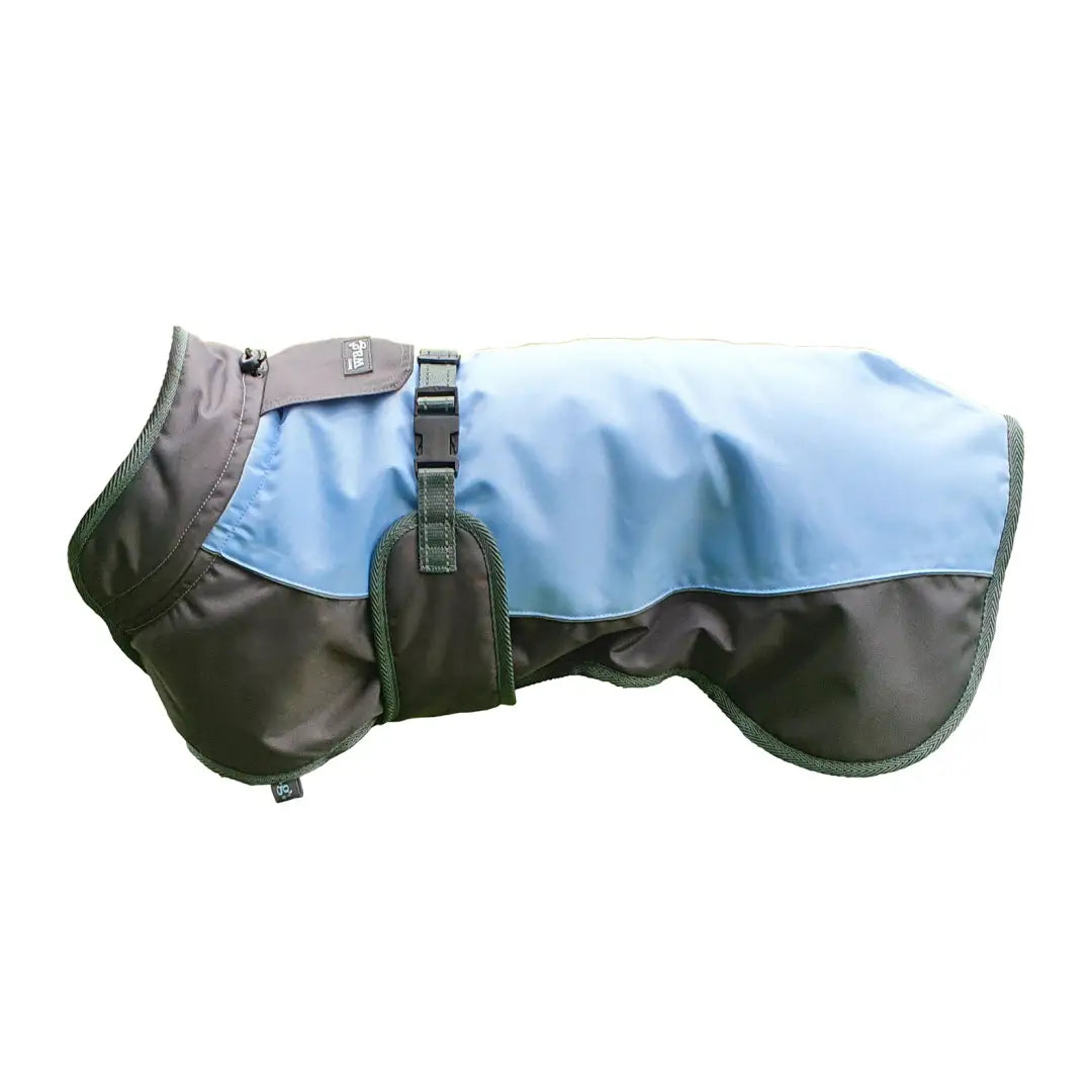 Light blue and dark gray Henry Wag Waterproof Dog Coat with adjustable straps