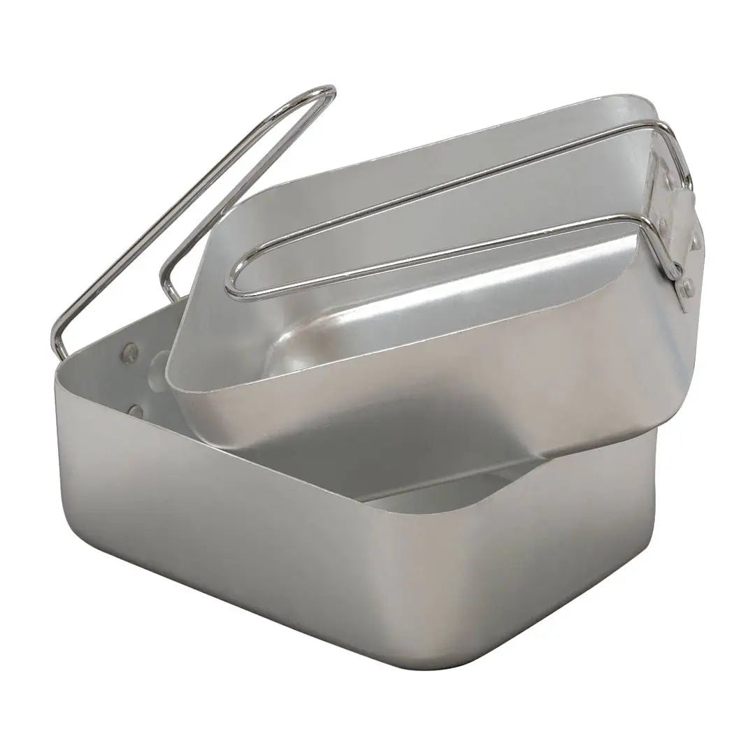 Stainless steel Highlander Camping Mess Tins with hinged lid for outdoor meals