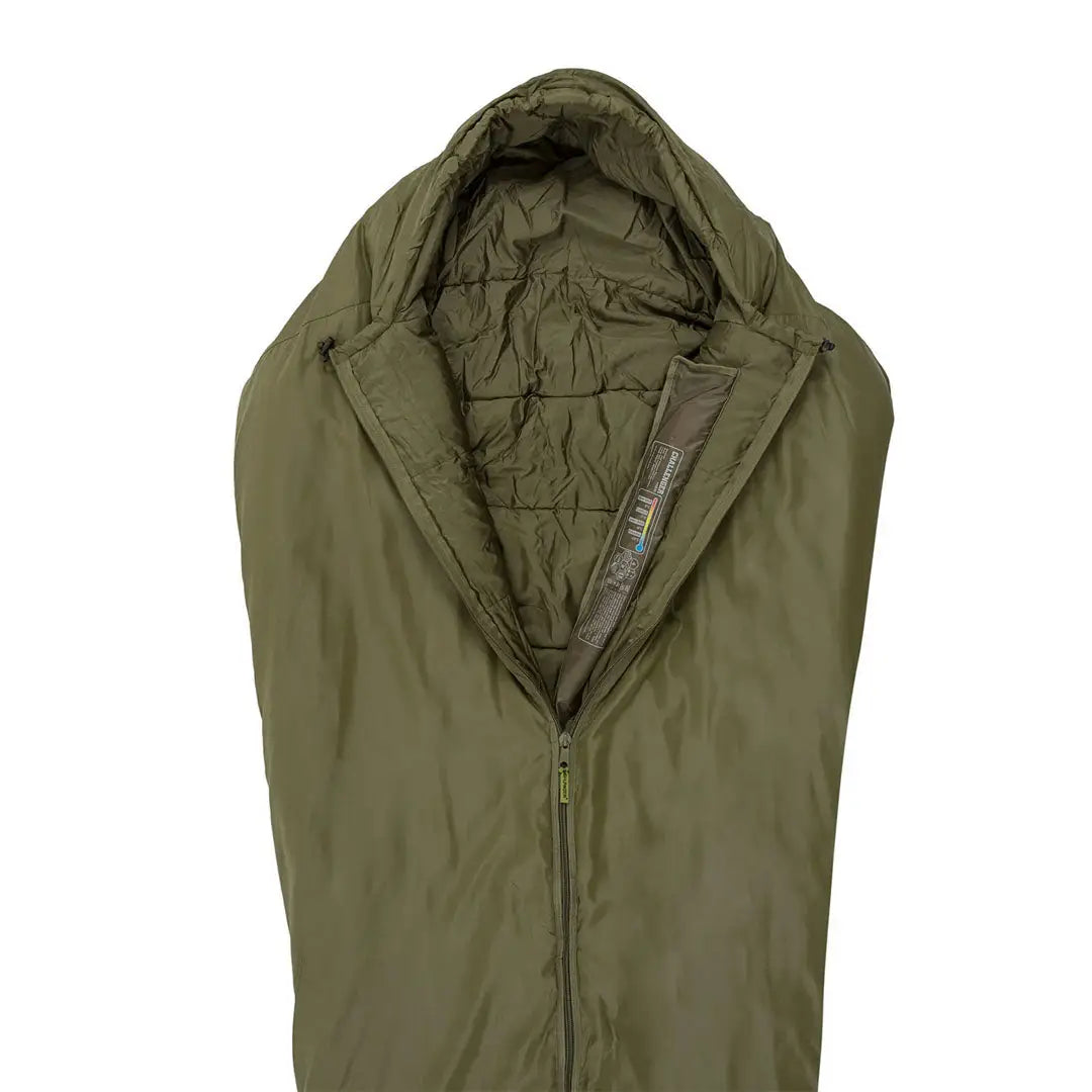 Military-style Highlander Challenger 400 sleeping bag in olive green for hunting or camping