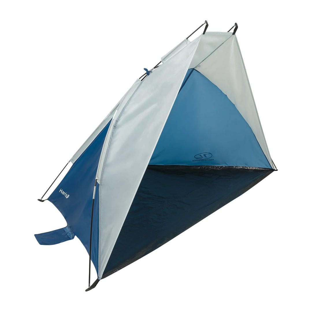 Blue and gray Highlander Harris Sports Shelter UPF 50 perfect for beach days