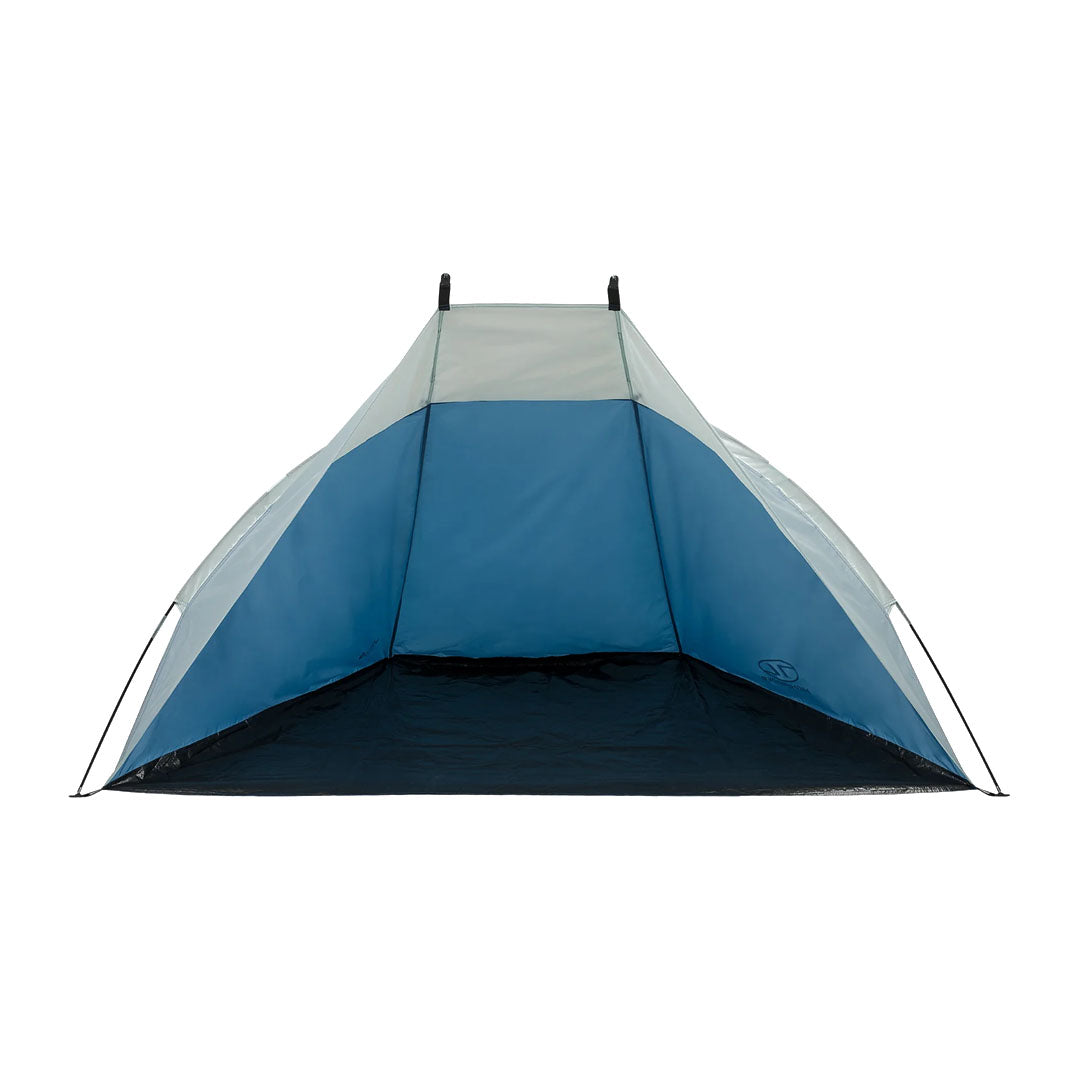 Blue and gray Highlander Harris Sports Shelter UPF 50 perfect for beach days