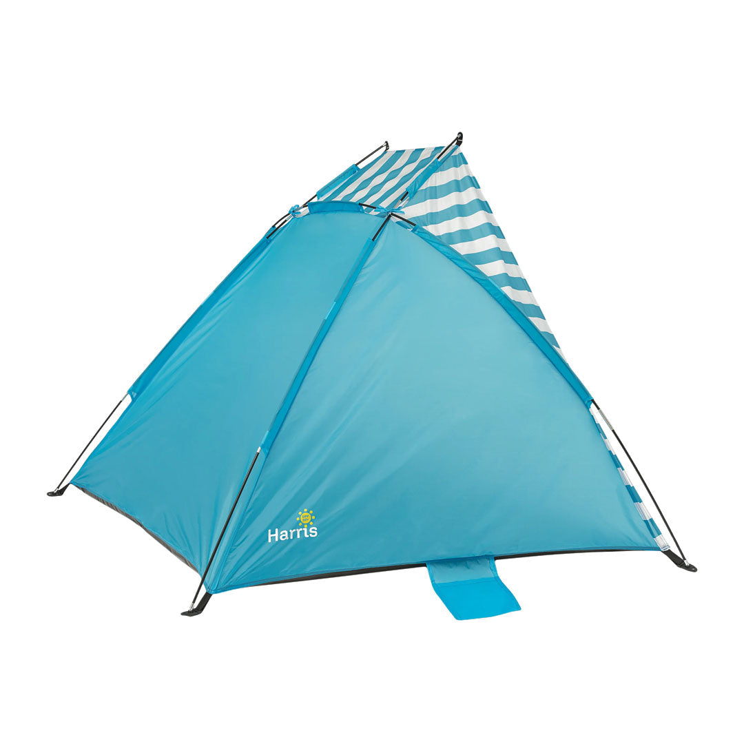 Blue and white striped beach tent for the Highlander Harris Sports Shelter UPF 50