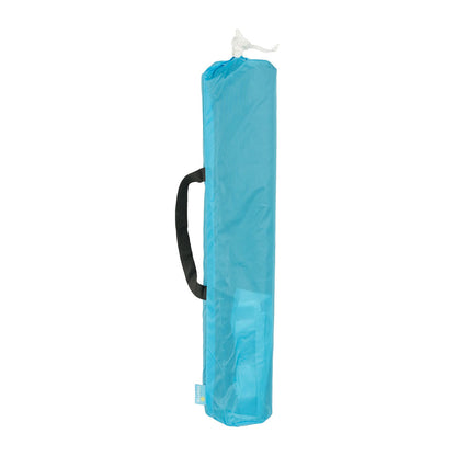 Cylindrical turquoise bag with black handle for the Highlander Harris Sports Shelter