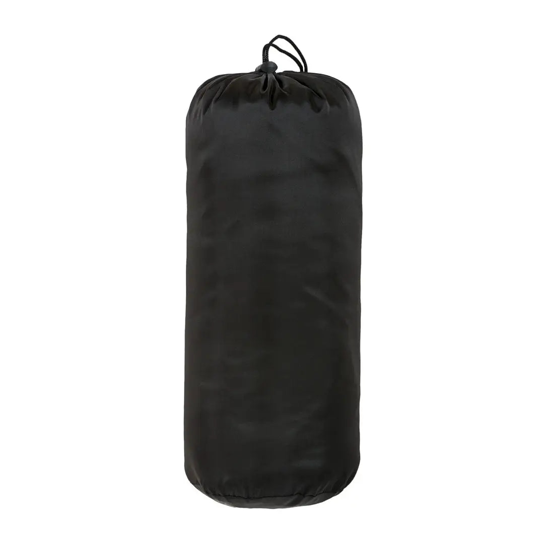 Black cylindrical stuff sack with drawstring for storing your Highlander Mummy Sleeping Bag