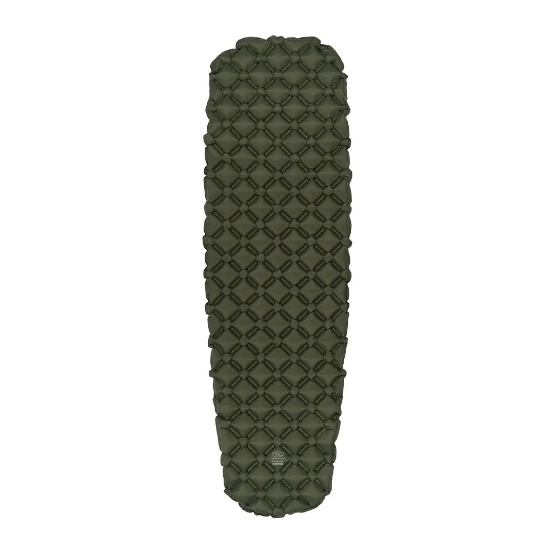 Dark green Highlander NAP-PAK inflatable sleeping mat with textured diamond pattern