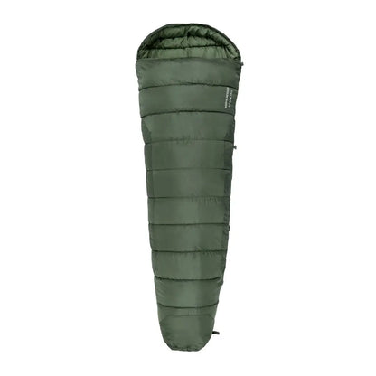 Green mummy-style Highlander Phoenix Spark 150 sleeping bag for tough two season camping