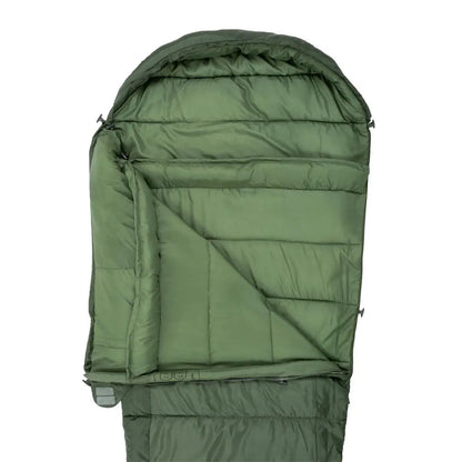 Green Highlander Phoenix Spark 150 sleeping bag with quilted design for tough two season camping