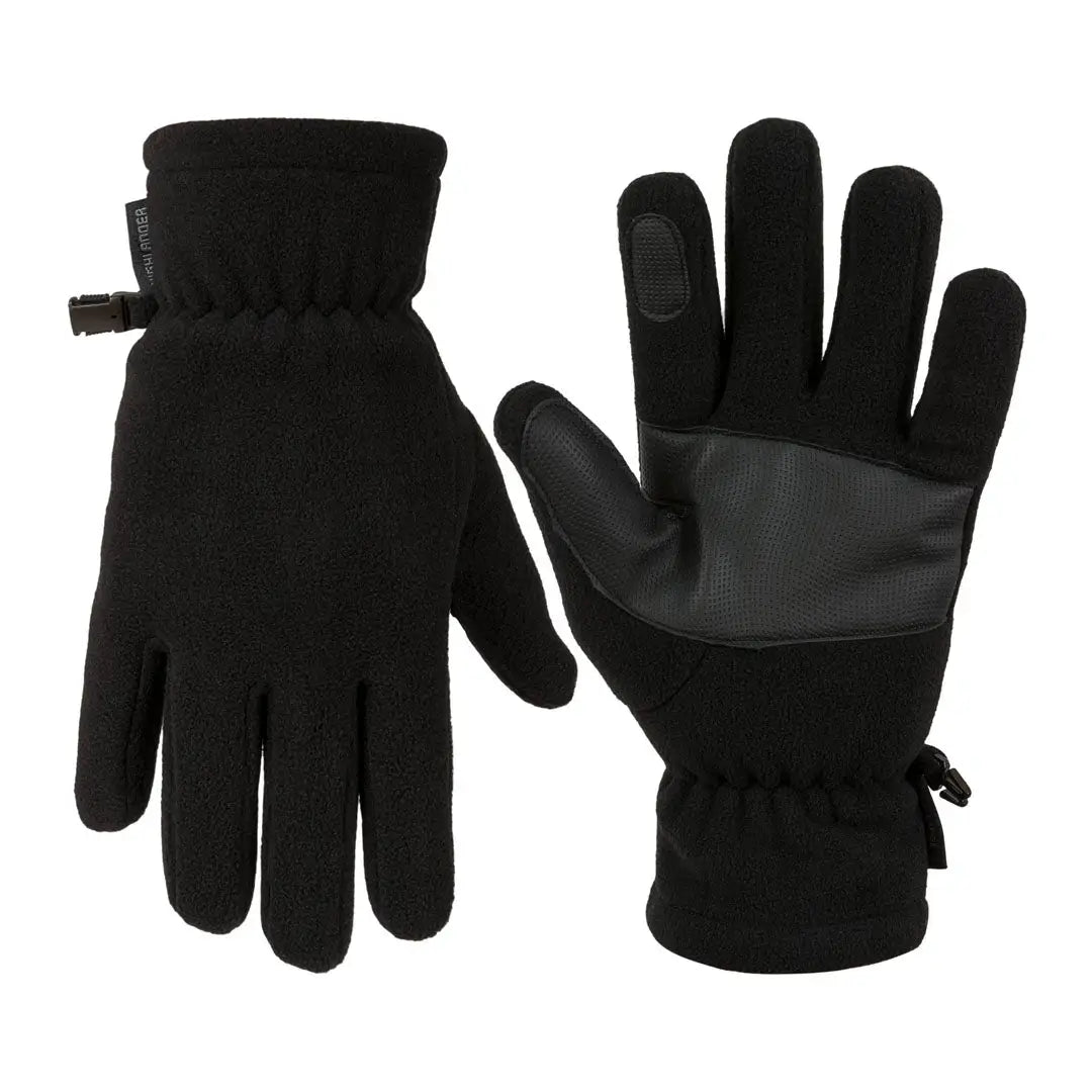 Black Highlander Polar Fleece Gloves with reinforced palms for warmth and durability