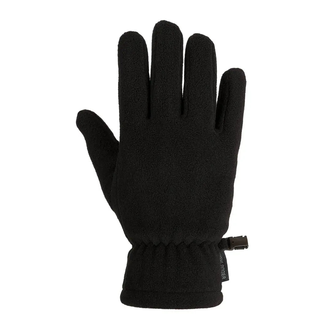 Black Highlander Polar Fleece Gloves with adjustable wrist strap for warmth and comfort