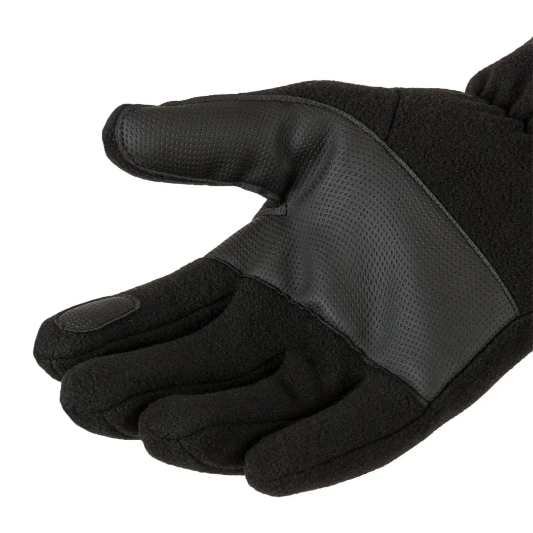 Black tactical glove with reinforced palm, perfect for Highlander Polar Fleece Gloves