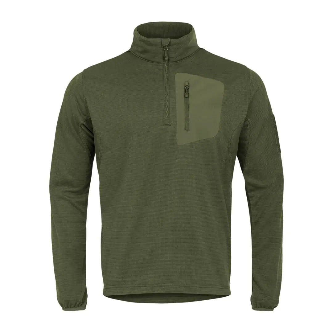 Olive green Highlander Tactical Hirta Fleece pullover for cold weather manoeuvres