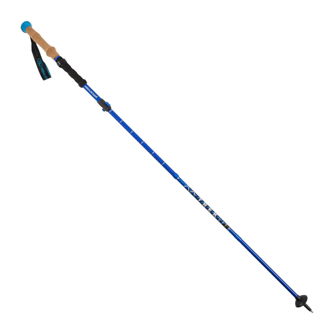 Blue trekking pole with cork handle and blue tip for Highlander Trek Lite Walking