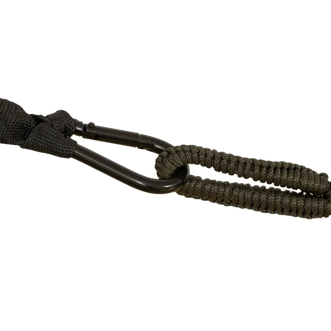 Paracord lanyard with carabiner clip on Highlander Trekker Hammock, made from lightweight polyamide