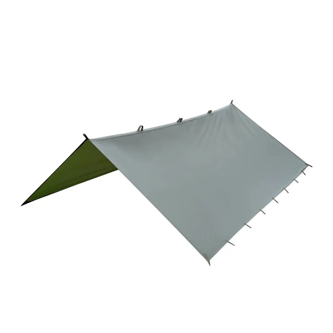 Two-tone Highlander XL Basha tarp shelter with a triangular design for camping