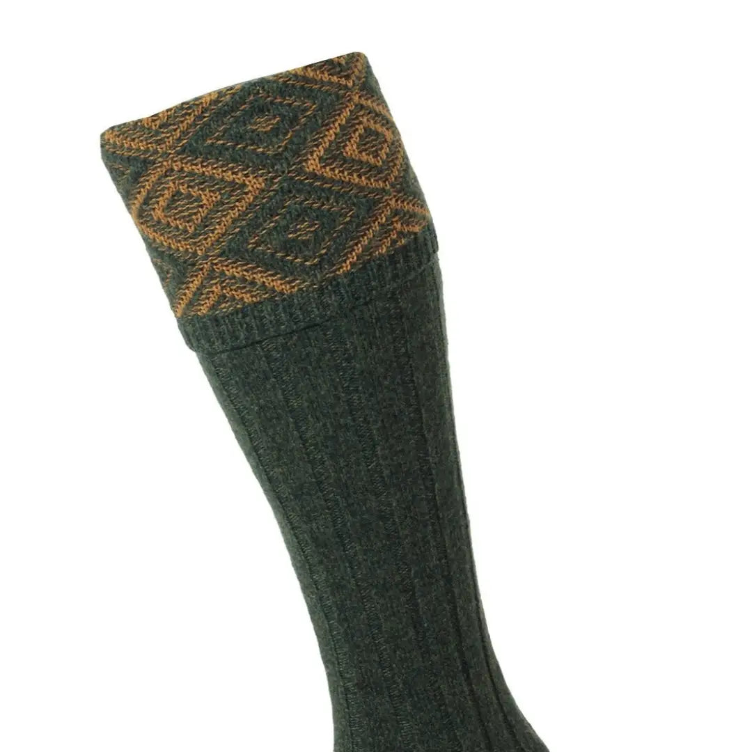 Dark green HJ Hall Duncliffe Diamond Texture Shooting Socks with a diamond pattern