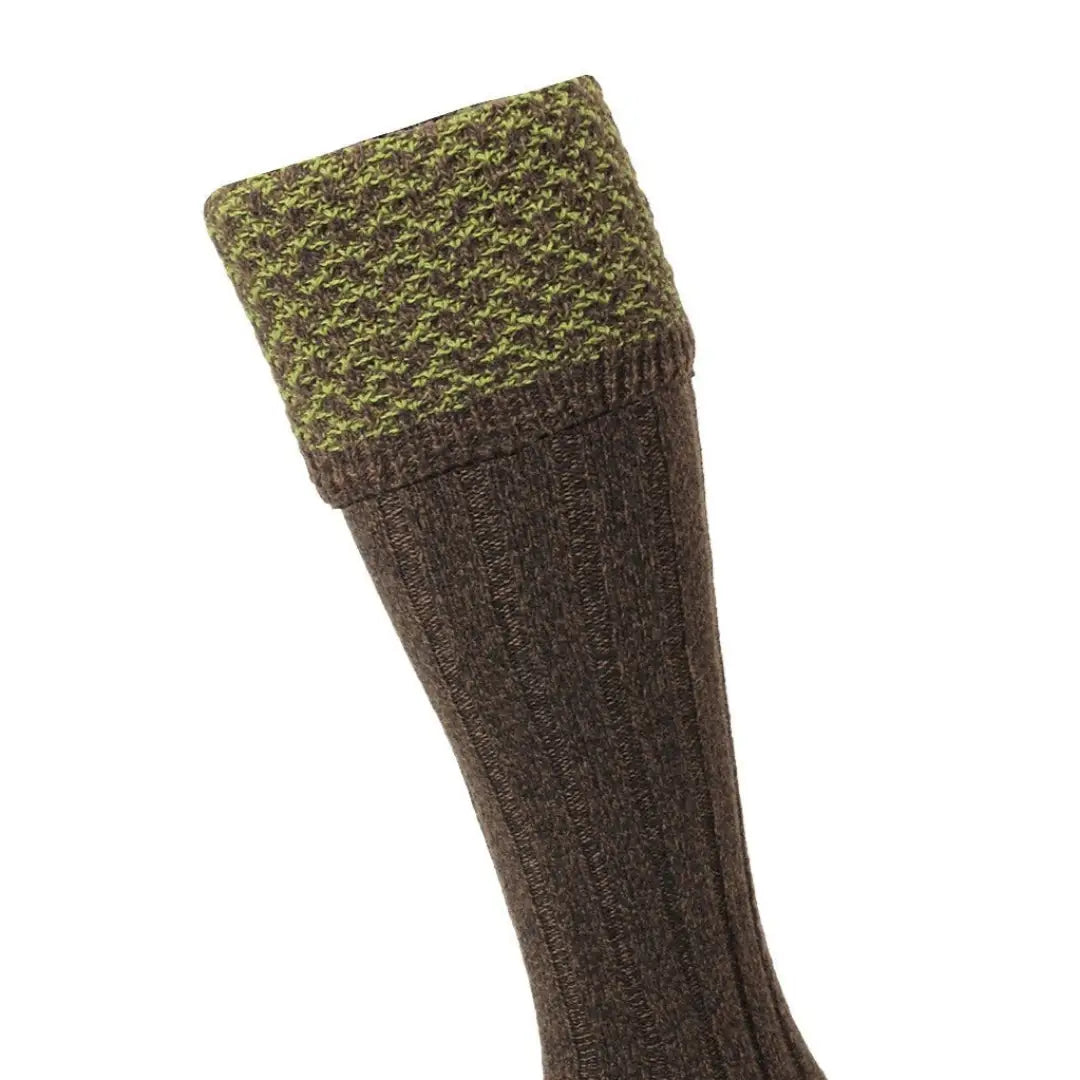 Knitted wool sock with honeycomb texture cuff, perfect for HJ Hall Hatfield Honeycomb Texture Shooting