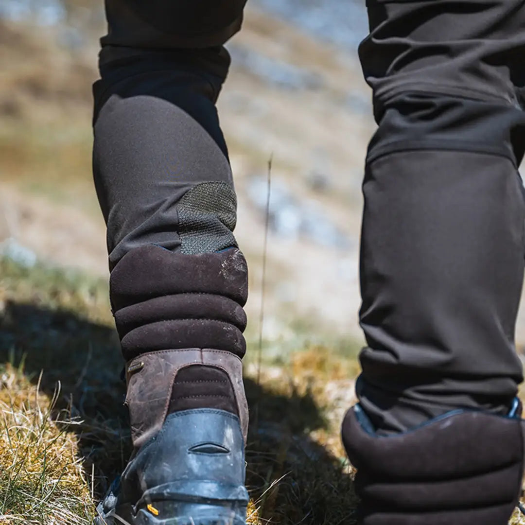 Hiking boot with gaiters over Hoggs of Fife Ardross trouser in outdoor country setting