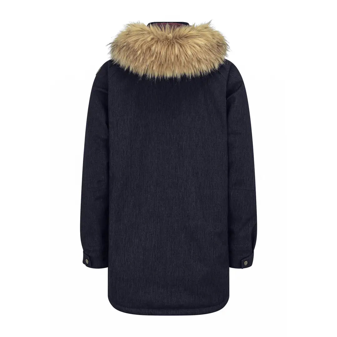 Navy blue Hoggs of Fife Argyll II Jacket with fur-trimmed hood, smart combination for winter