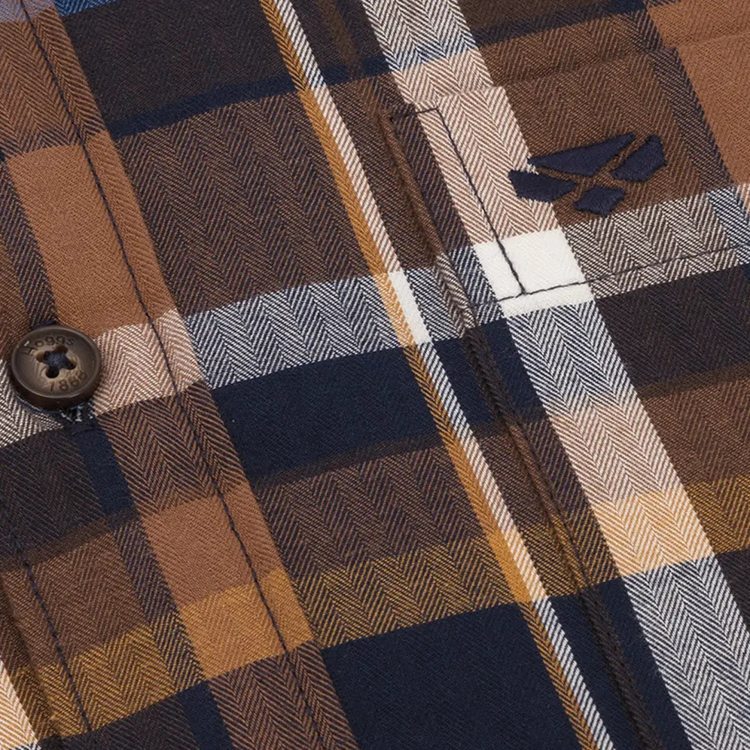 Plaid fabric shirt with button and logo, perfect fleece lined addition to best selling garments