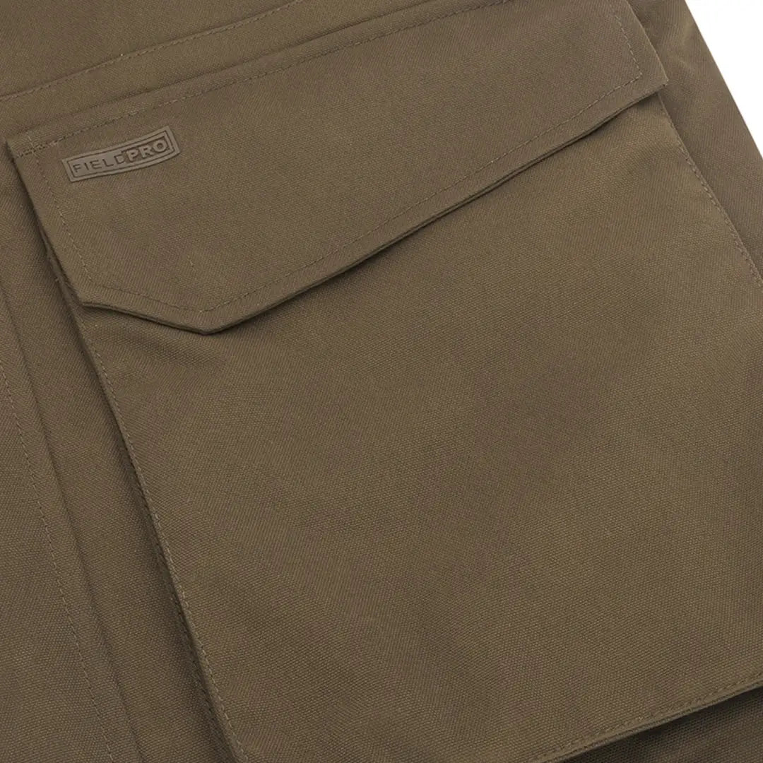 Khaki cargo pocket with Baleno logo on Hoggs of Fife Ballater Waterproof Field Jacket