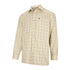 Beige plaid Hoggs Of Fife Birch fleece lined shirt with long sleeves and collar