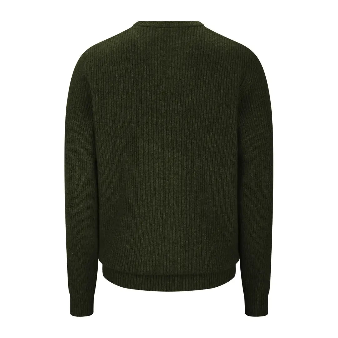 Dark green crew neck Borders Ribbed Knit Pullover from Hoggs of Fife