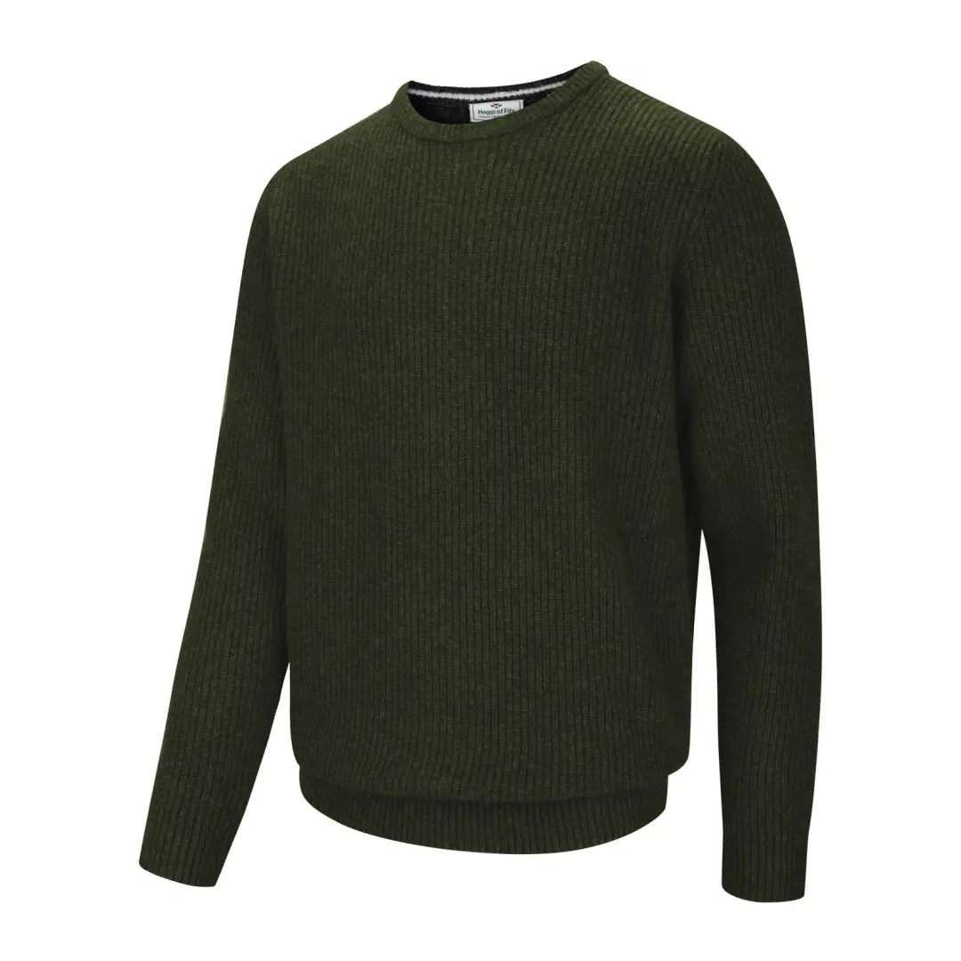 Dark green Borders Ribbed Knit Pullover from Hoggs of Fife, featuring a cozy crew neck