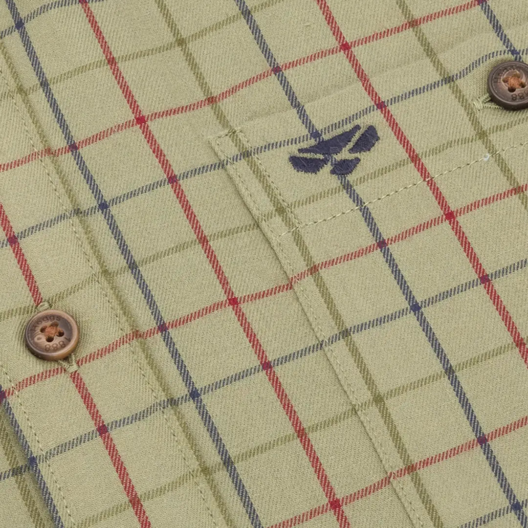 Plaid fabric with buttons and butterfly on Hoggs of Fife Micro-Fleece Lined Shirt