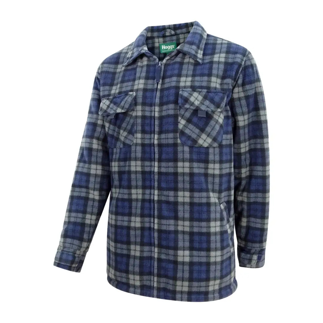 Blue and gray plaid flannel shirt from Hoggs of Fife Caithness Polar Fleece Workshirt