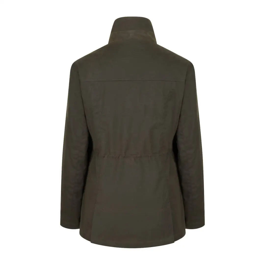 Dark green Hoggs of Fife Caledonia Ladies Wax Jacket with high collar and long sleeves