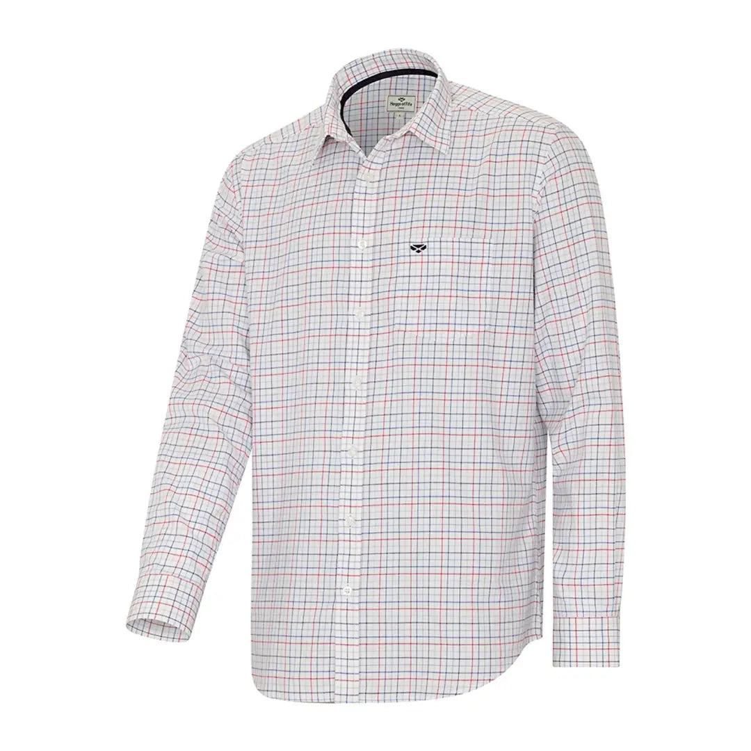 White button-up Fife Callum Country Check Shirt featuring a stylish red and blue pattern