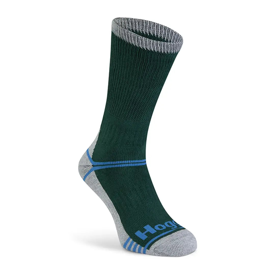 Dark green Hoggs Of Fife outdoor socks with gray and blue accents, perfect for hunting