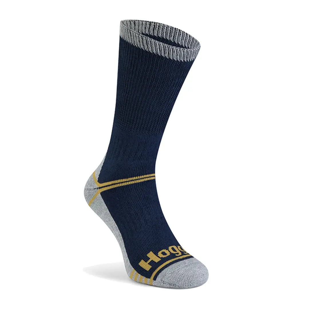 Navy blue Coolmax outdoor sock with gray accents and Haga branding for country clothing