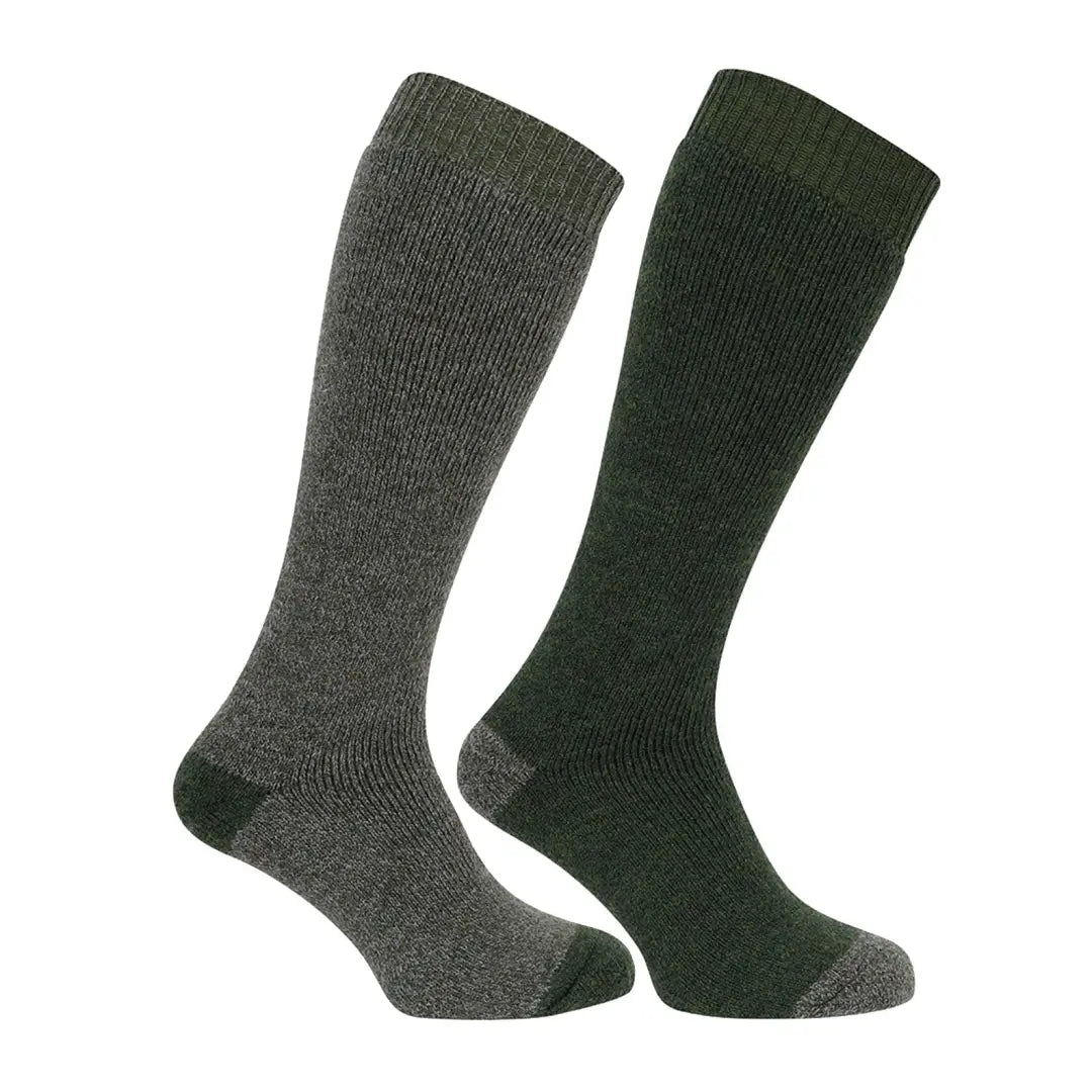 Dark green and gray Fife Country Long socks in a twin pack for cozy outdoor wear