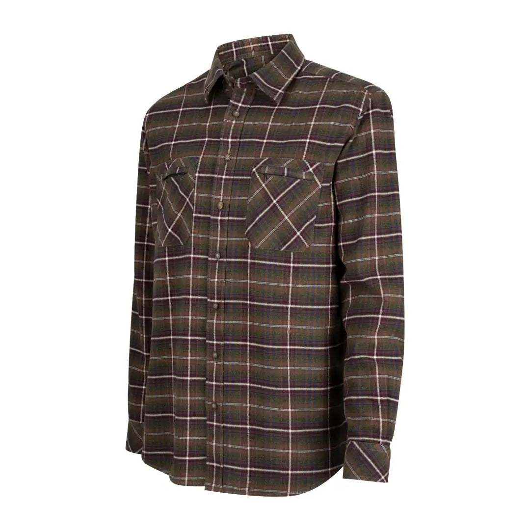 Brown plaid flannel shirt with chest pockets from Hoggs Of Fife Countrysport Luxury Hunting