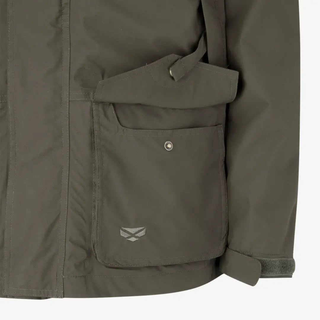 Olive green pocket with snap button on Hoggs Of Fife Culloden Waterproof Jacket