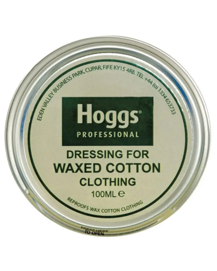 Circular tin of Hoggs Professional Fife Dressing for waxed clothing and country clothing