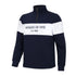 Navy and white quarter zip sweatshirt for gents with HOGGS OF FIFE Est 1888 design