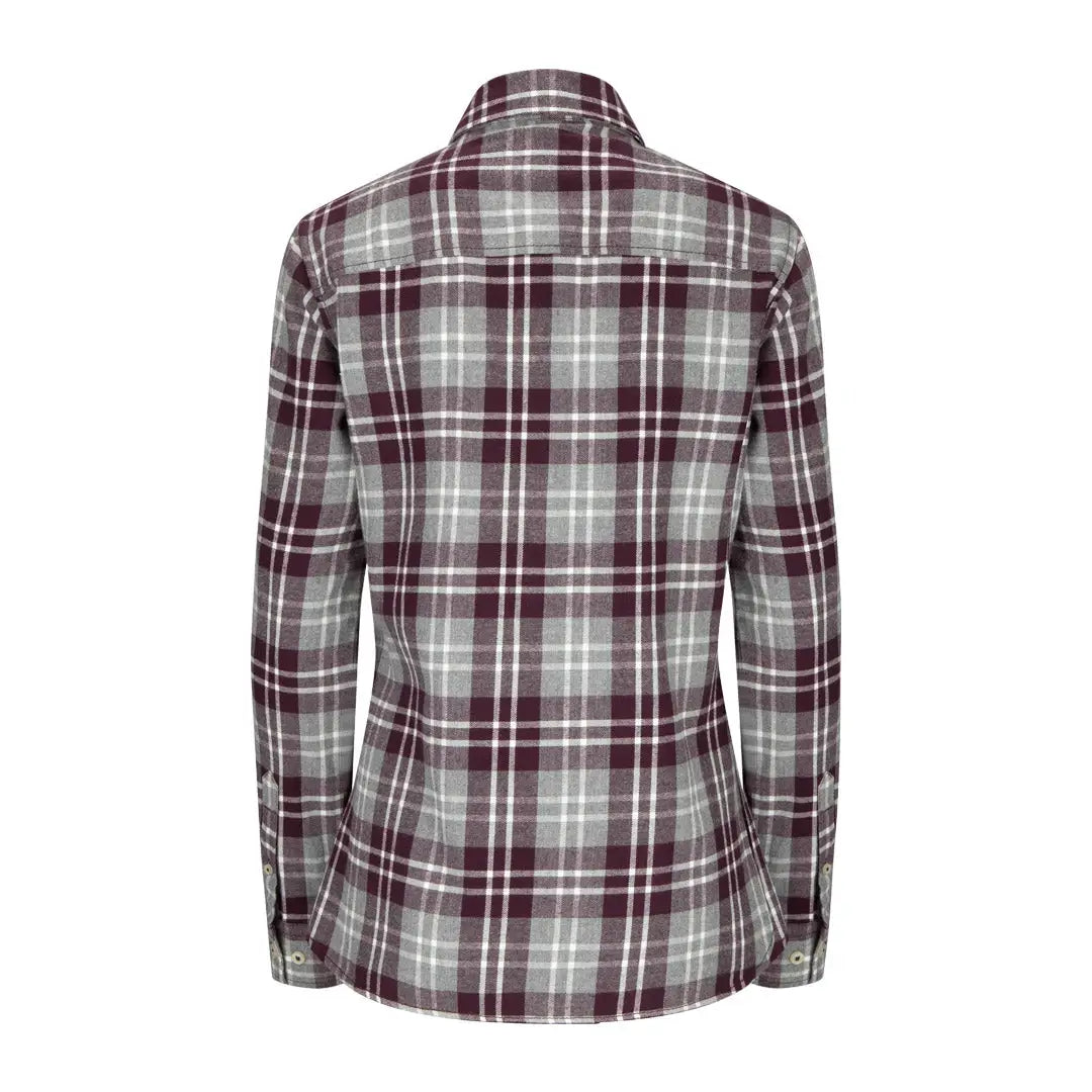 Plaid Eilidh Ladies Flannel Shirt in burgundy and gray for stylish comfort