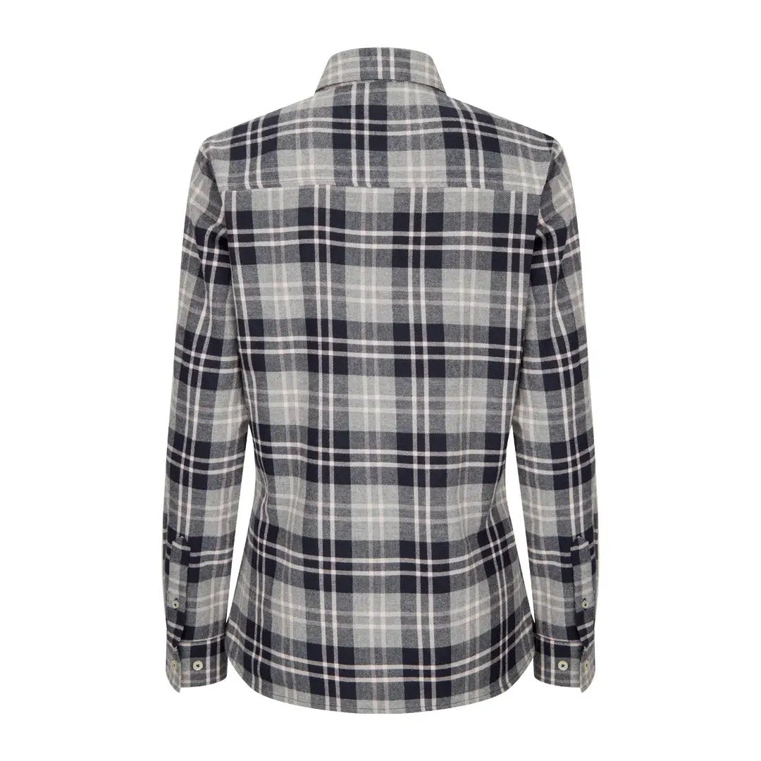 Plaid flannel Eilidh Ladies shirt in black, white, and gray by Hoggs of Fife