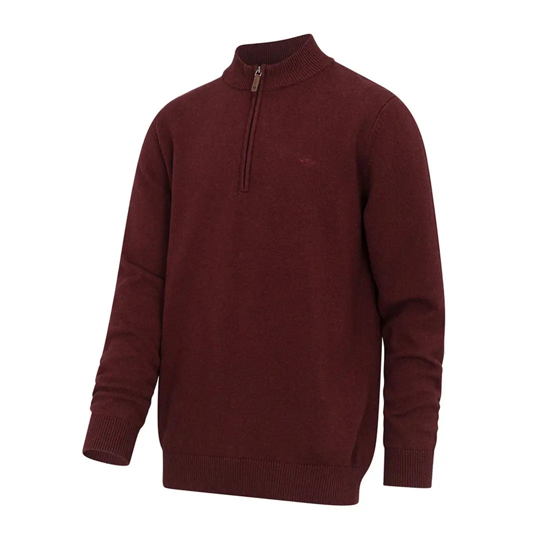 Burgundy quarter-zip sweater perfect for country clothing, hunting, and outdoor adventures