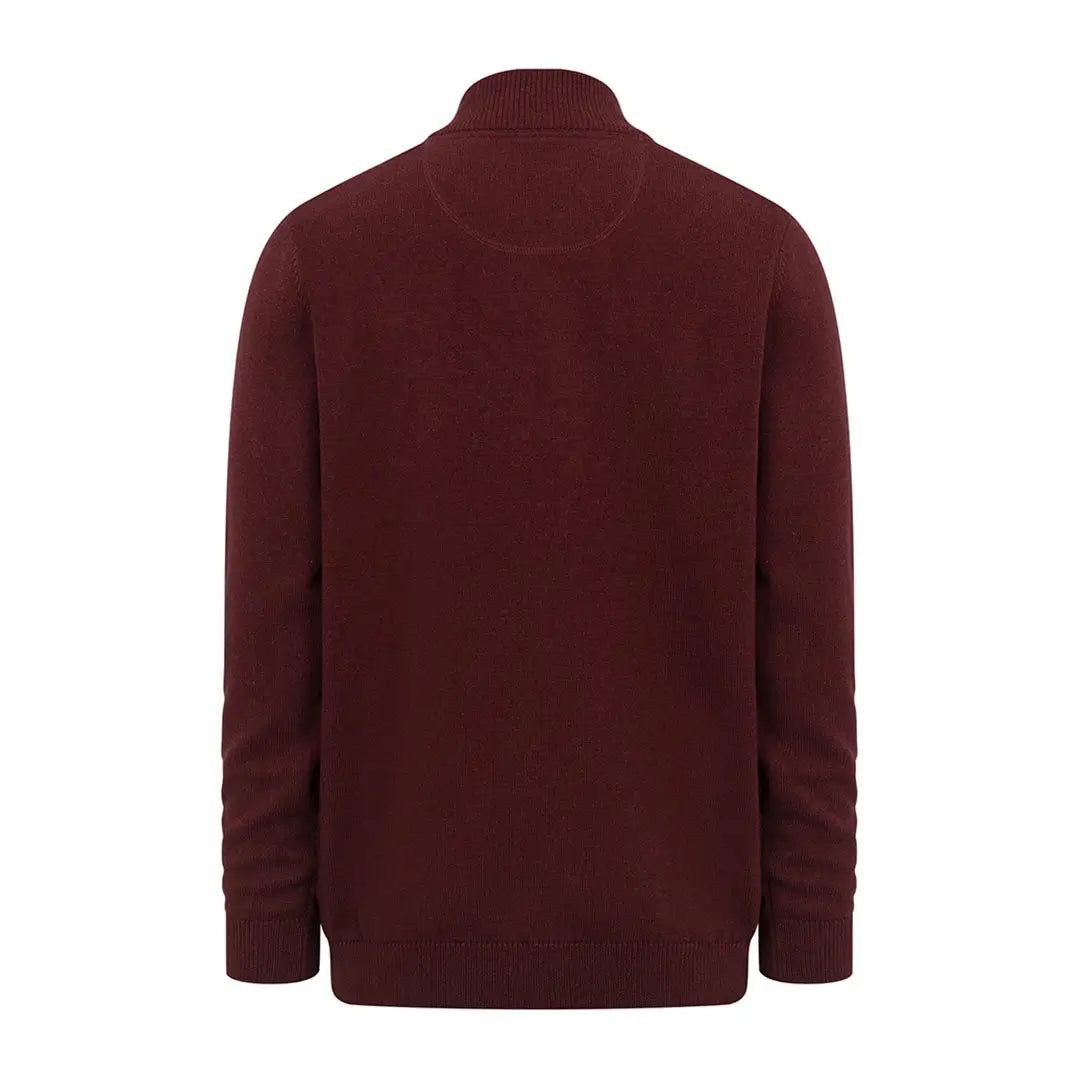 Burgundy turtleneck sweater with ribbed cuffs in Hoggs of Fife country clothing