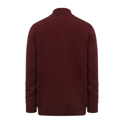 Burgundy turtleneck sweater with ribbed cuffs in Hoggs of Fife country clothing